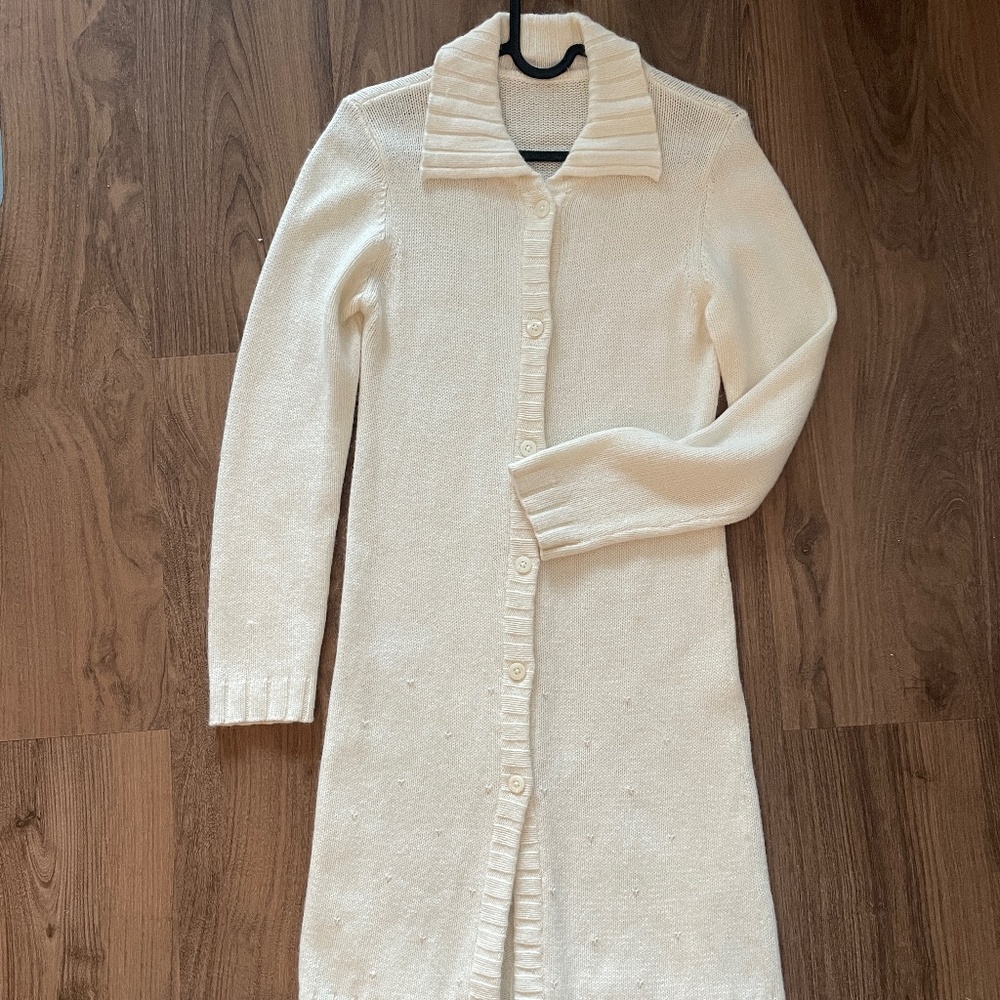 Cashmere Button-Down Long Sweater Tunic With Sequins - Size XXS - Like New